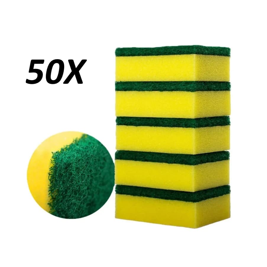 Kit com 50 Esponjas de Louça Dupla Face Multiuso - Limpeza Pesada e Suave