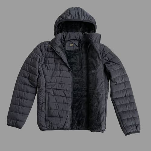 Jaqueta Peluciada Puffer Com Capuz Removível Masculina Forrada