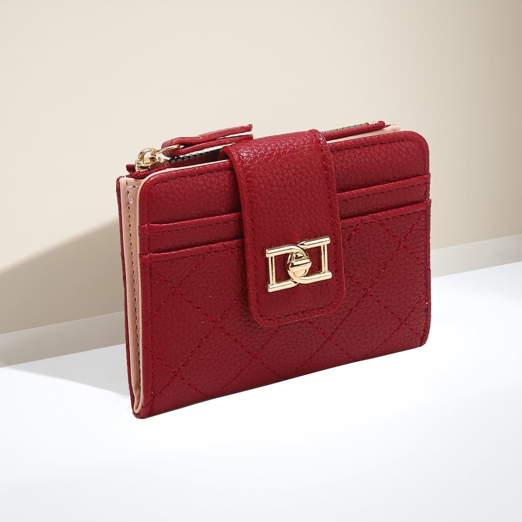 Carteira Feminina Pequena Porta-Cartões De Visita Com Clipe Curto Bolsa LQ207