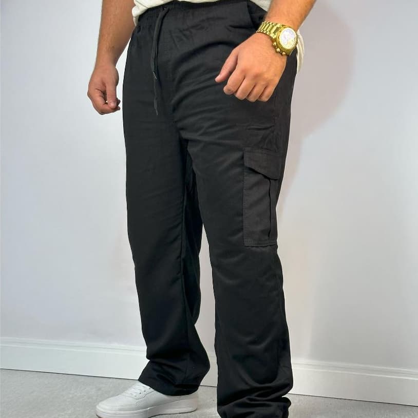 CALÇA CARGO PLUS SIZE BEGE CINTURA COM ELASTICO E CORDÃO TAMANHO GRANDE 48 AO 54 MODA MASCULINA STREETWEAR