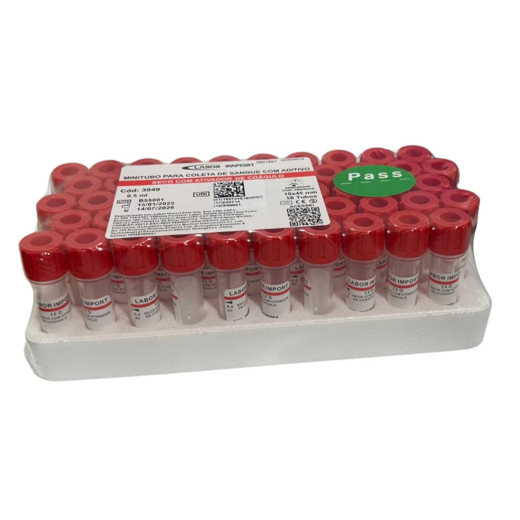 Mini Tubo Seco com Ativador de Coágulo 0,5 ML C/50 Unidades - Labor Import