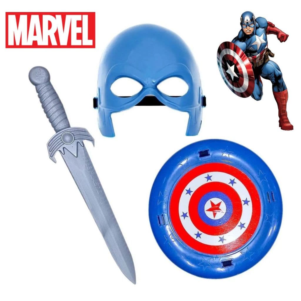 Espada C/ Escudo + Mascara Brinquedo Infantil America Heroi