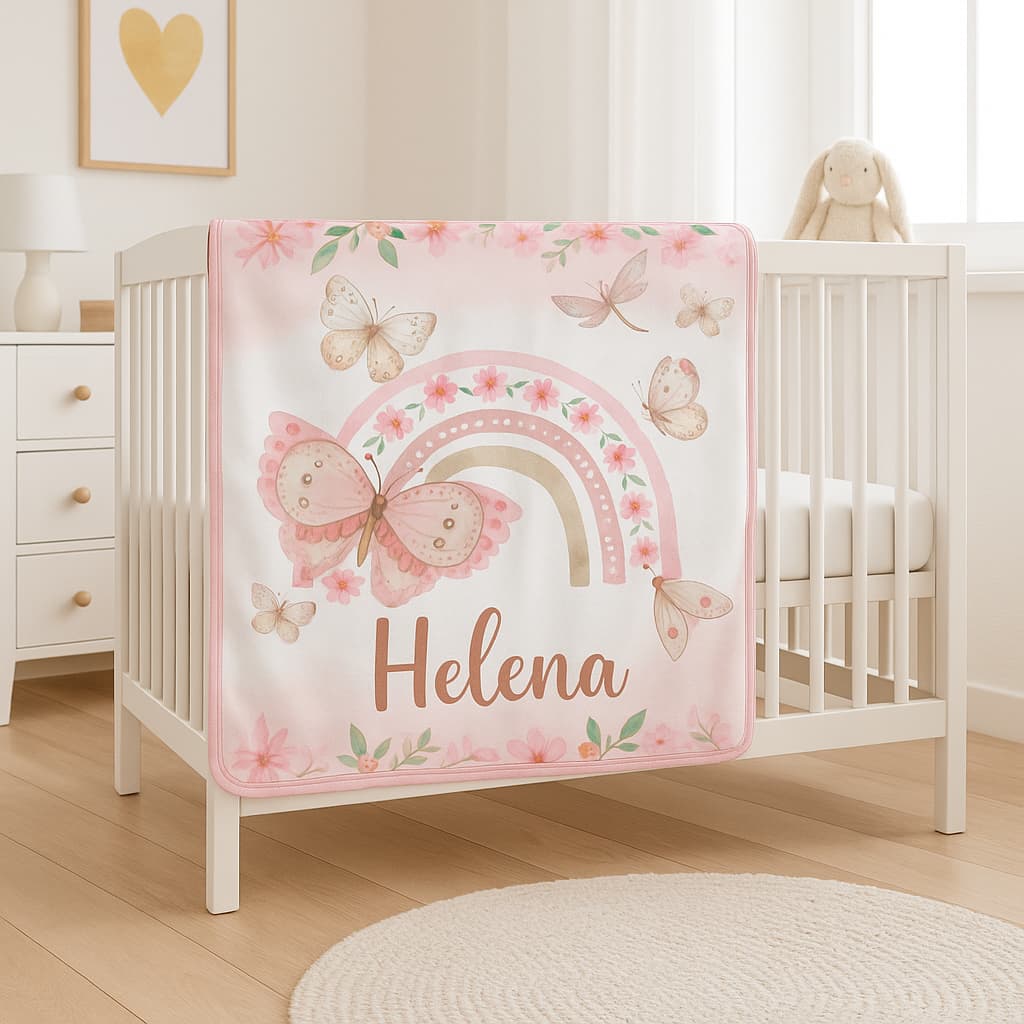 Manta bebê VERÃO personalizada com nome tipo cueiro varias estampas menina