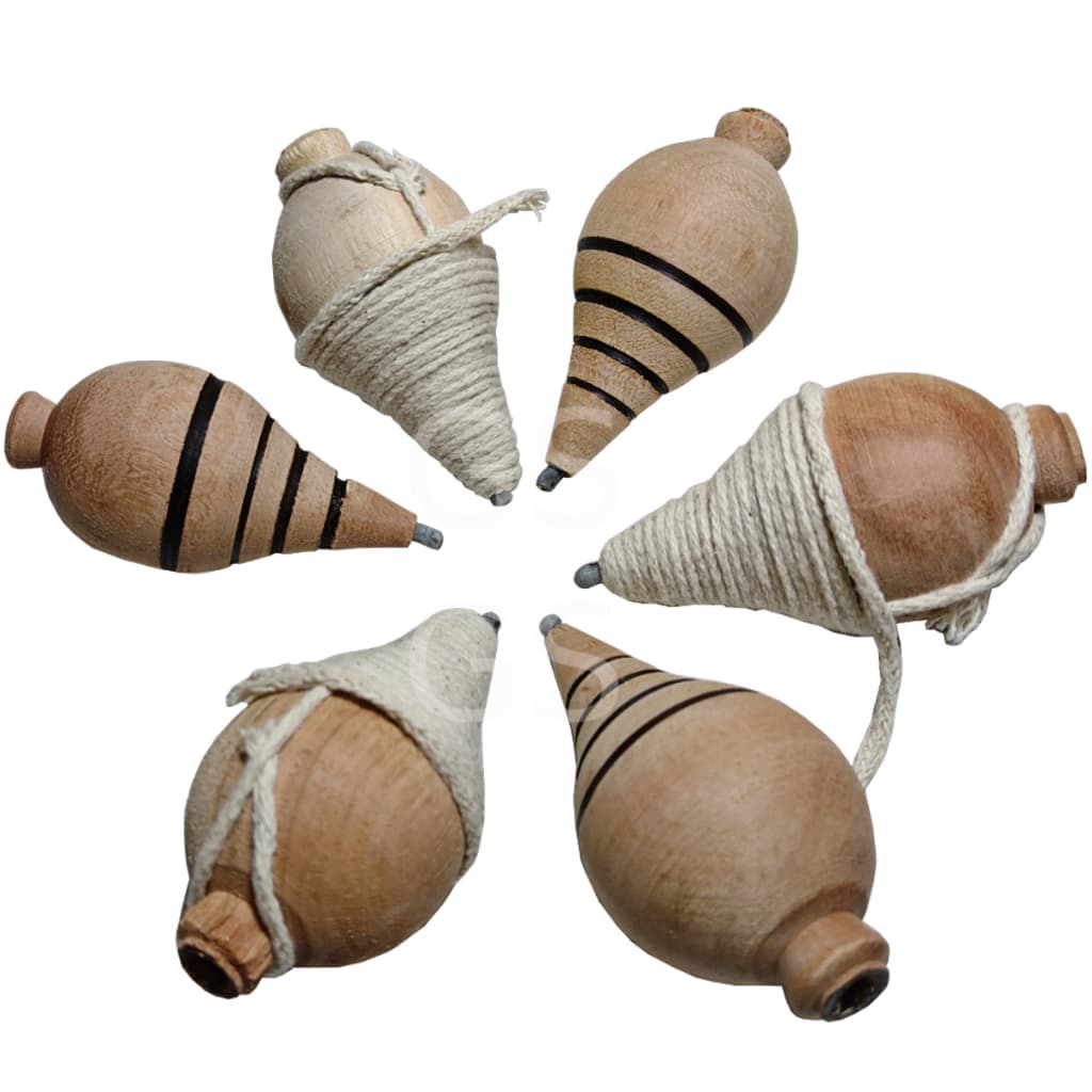 Kit 06 Piões De Madeira Brinquedo Antigo Retrô Com Fieira Pião de sela decoração festinha