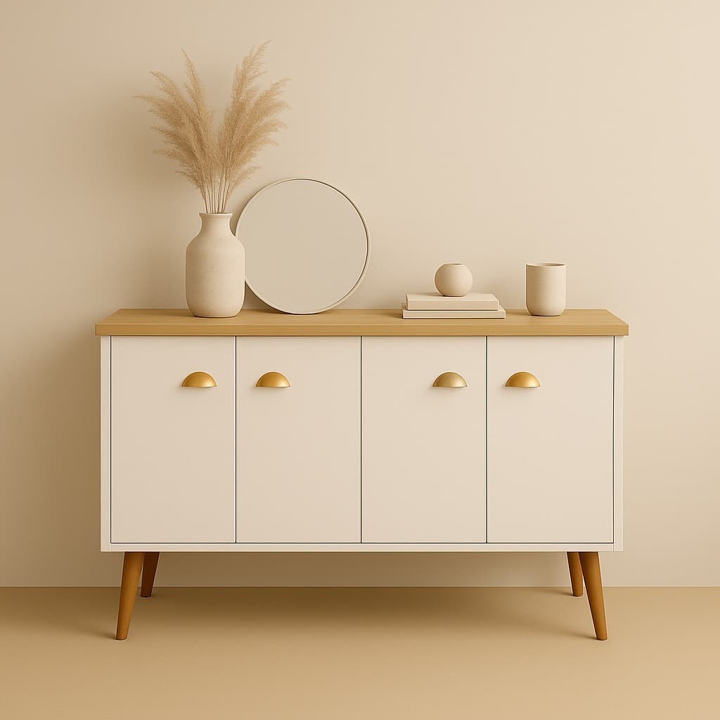 Aparador Buffet E&A 4 Portas com Pés Retro Cantinho Do Café - Cor