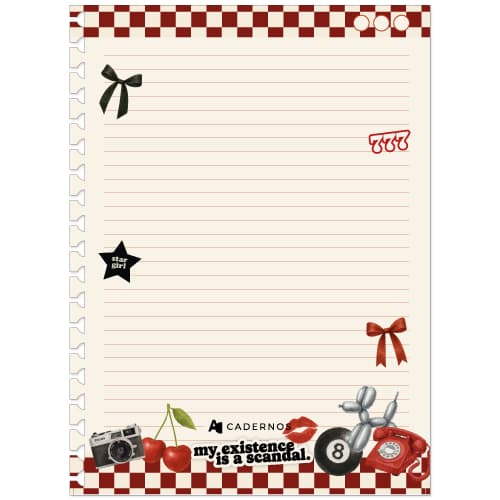 Refil Decorado Rebel P/ Caderno AD C/ 50Fls 90g/m² Tamanho Colegial