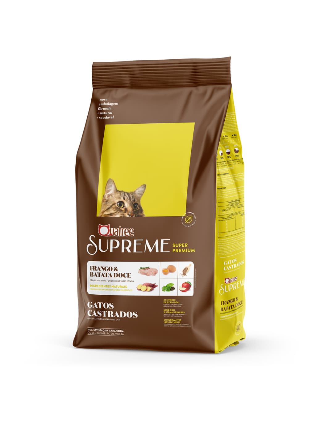 Ração Quatree Supreme Gatos Castrados Frango e Batata Doce 10,1kg