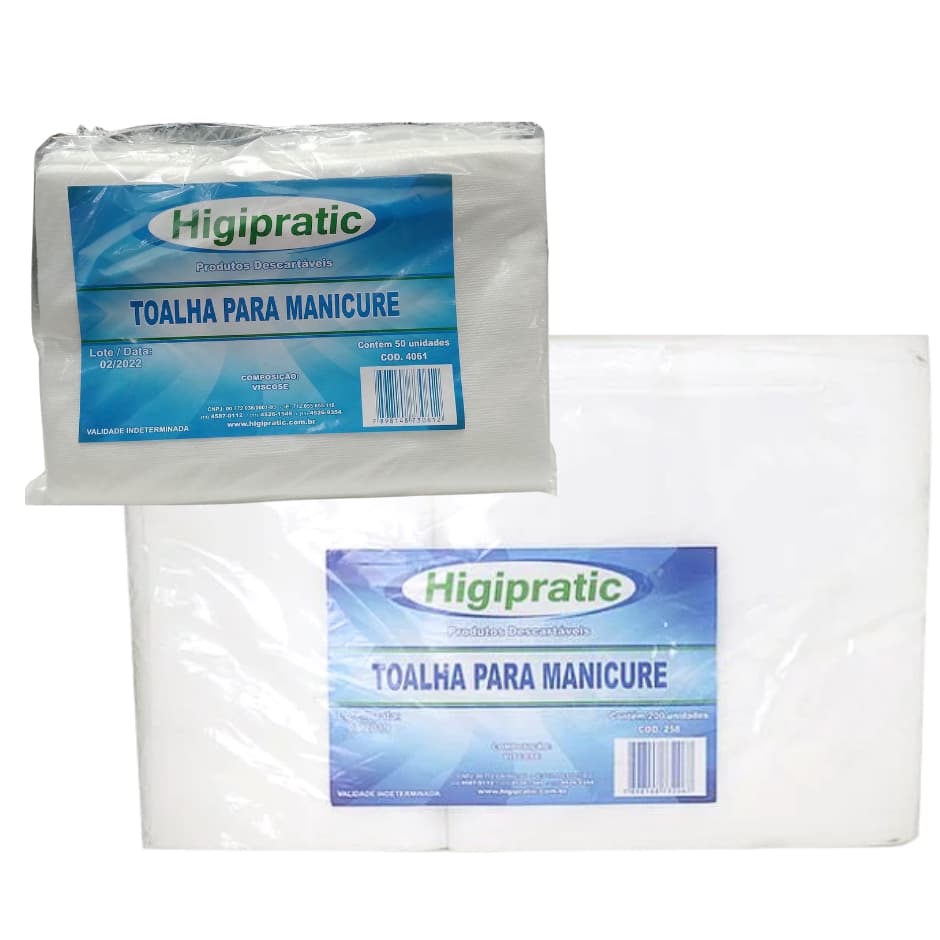 Toalha Descartável de Manicure HIGIPRATIC c/50 ou 200