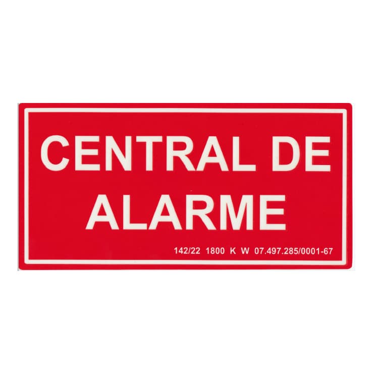 Placa de Sinalização Fotoluminescente CA- Central de Alarme Normativa Bombeiro