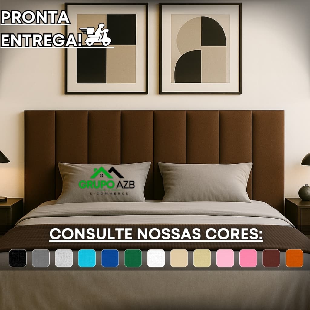 Kit até 10 Cabeceira Modulada Estofada Adesiva Cama Box Solteiro Casal Queen King - Pronta Entrega