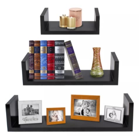 Kit 3 Nicho Prateleira U 40/50/60 Preto / Branco Decorativo Livros Sala Quarto Cozinha