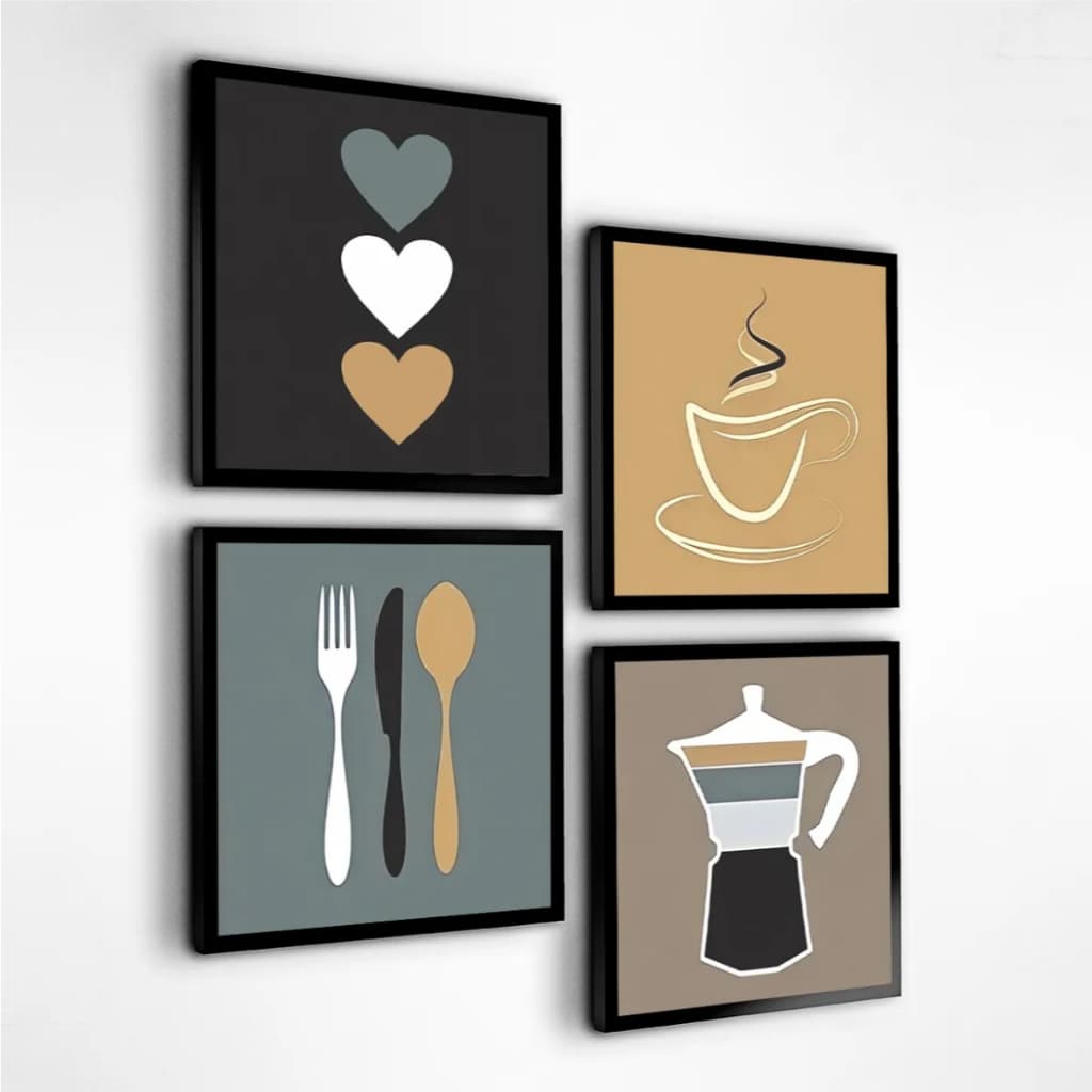 Quadro Decorativo Objetos Café Xícara Cozinha Cantina Copa