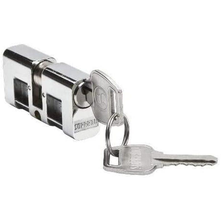 Cilindro Miolo Para Fechadura Soprano Inox Linha 500 700 900 E Pado 460 Com 2 Chaves Cromado Zincado