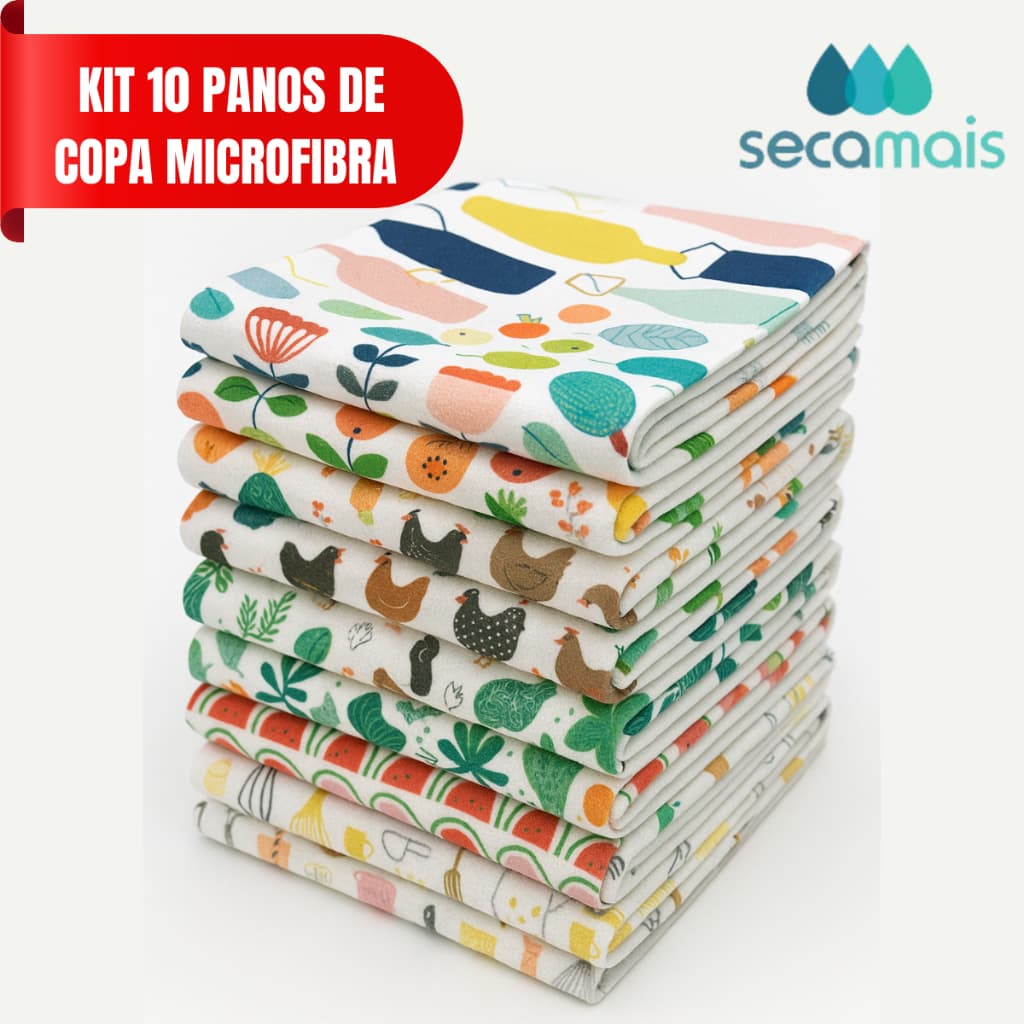 Kit Pano De Prato Premium Microfibra SECA MAIS Super Absorvente GRANDE