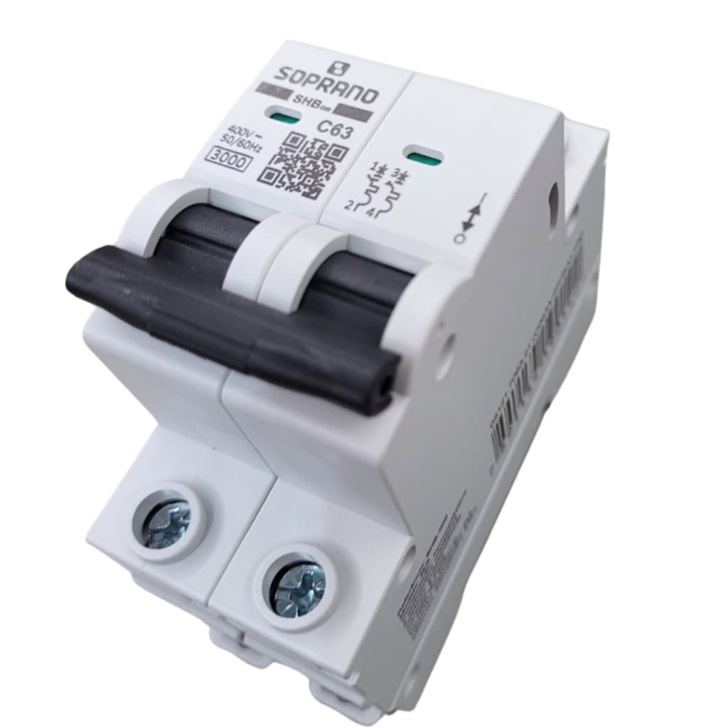 DISJUNTOR BIPOLAR DUPLO SOPRANO 10A - 16A - 20A - 25A - 32A - 40A - 50A - 63A