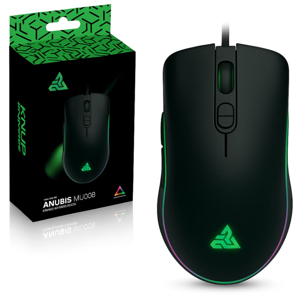 Mouse ergonômico Gamer Profissional RGB Anubis – 5 Botões 4800 DPI. ALTA PRECISÃO