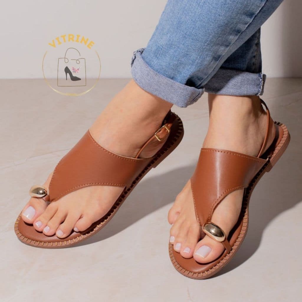 Sandalia Feminina Rasteirinha Anel Dedo Flat Leve e Confortavel
