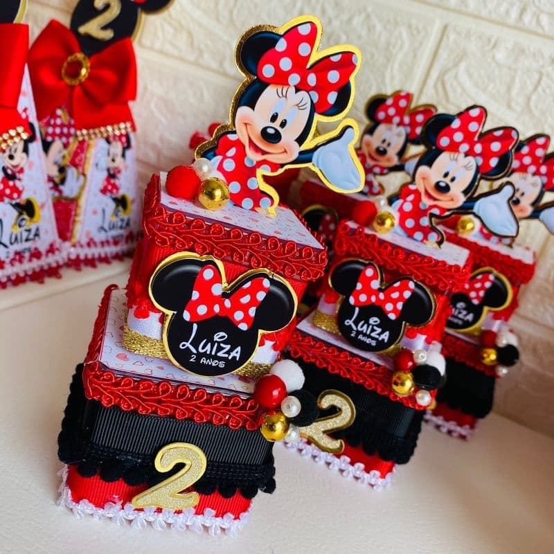 Caixa Acrílica Dupla Super Luxo Minnie Vermelha