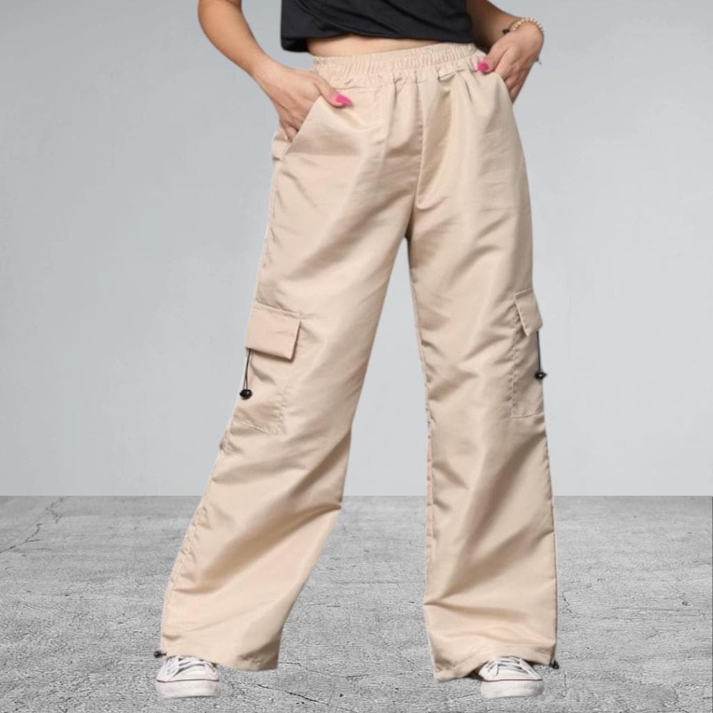 Calça Cargo Parachute Feminina com Elástico e Bolsos Laterais – Tactel Leve