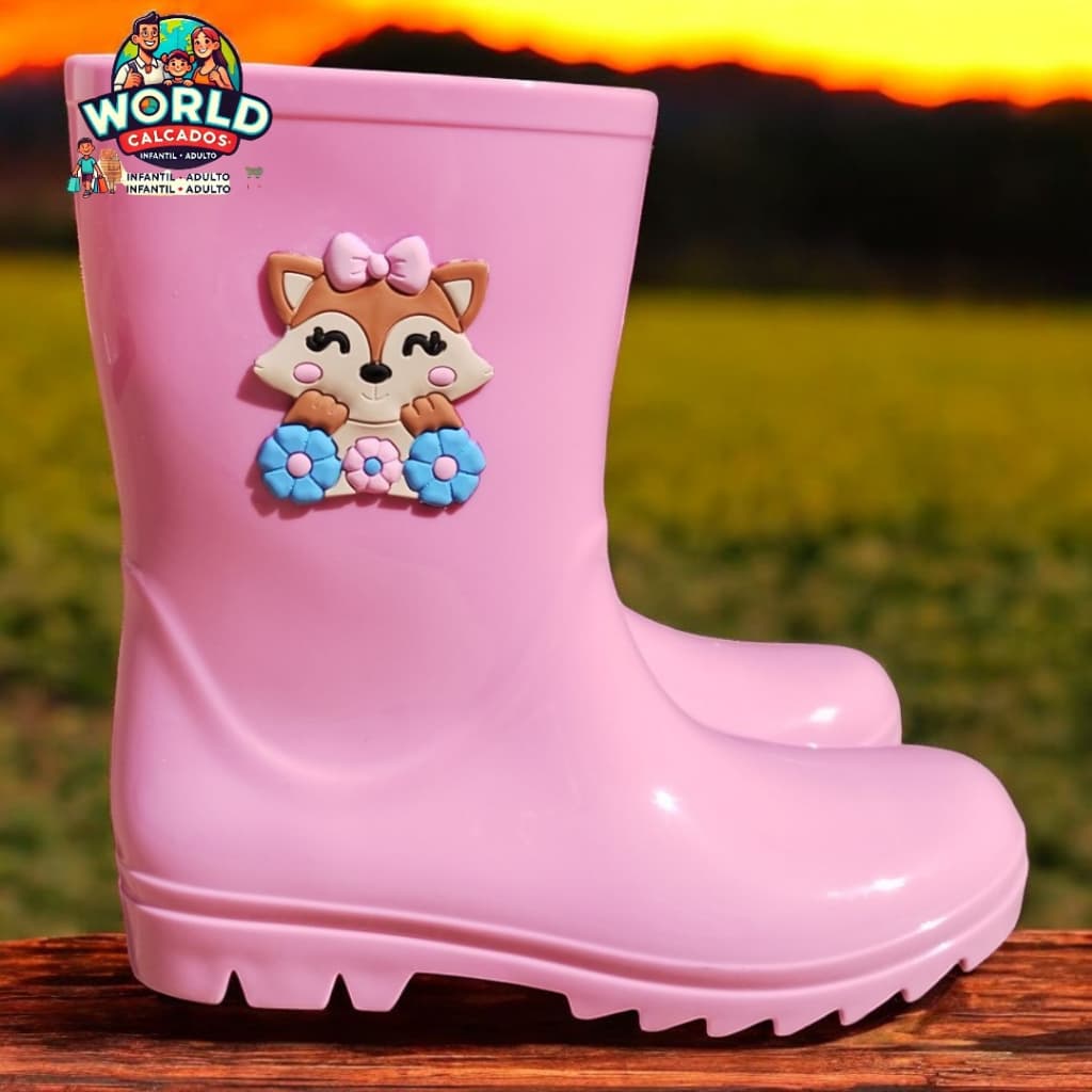 Galocha Bota de Chuva Cano Alto Menina vários personagens Confortável Antiderrapante Impermeável Juvenil Leve