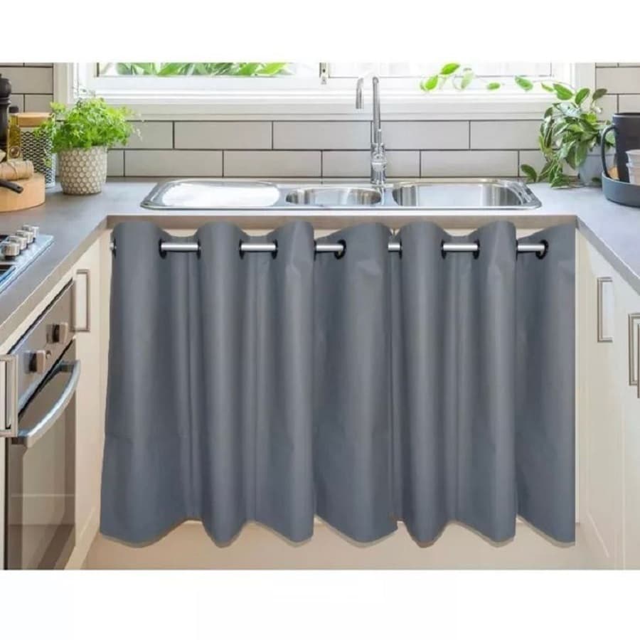 Cortina de Pia Cozinha Lisa com 1,40m x 0,80cm  com Ilhós Clean
