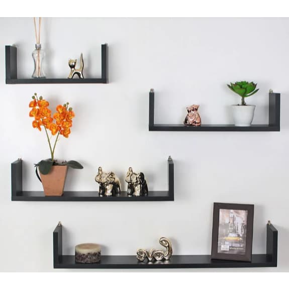 4 Prateleira Nicho U 20/30/40/50 Preto / Branco Decoração Livros Sala Quarto Cozinha