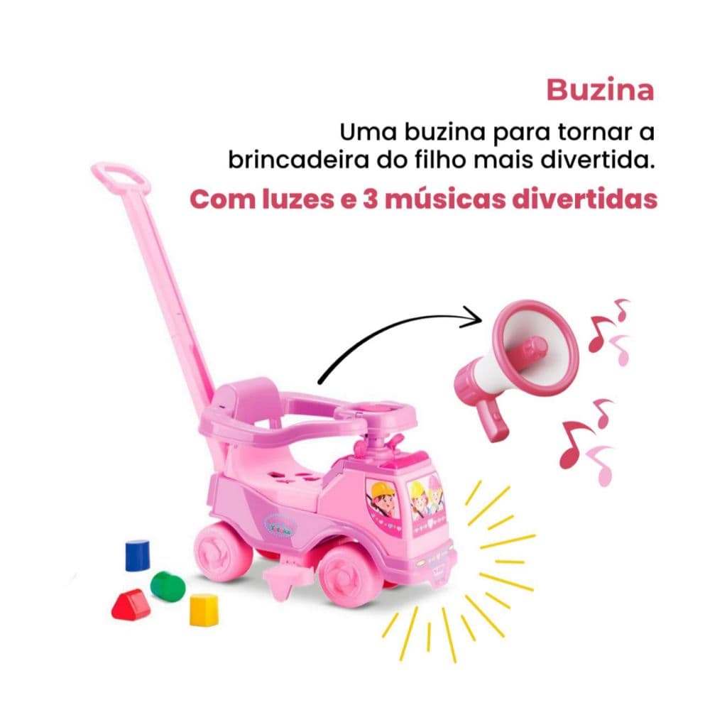 Motoca Vilotrol Triciclo Infantil Totoka Plus Toca Musicas Cardoso Menino Menina Bebe Empurrador Pedal Proteção Lateral