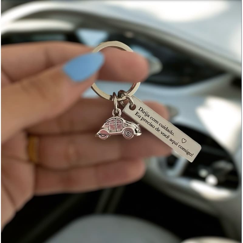 Chaveiro plaquinha retangular personalizada a laser com pingente adicional