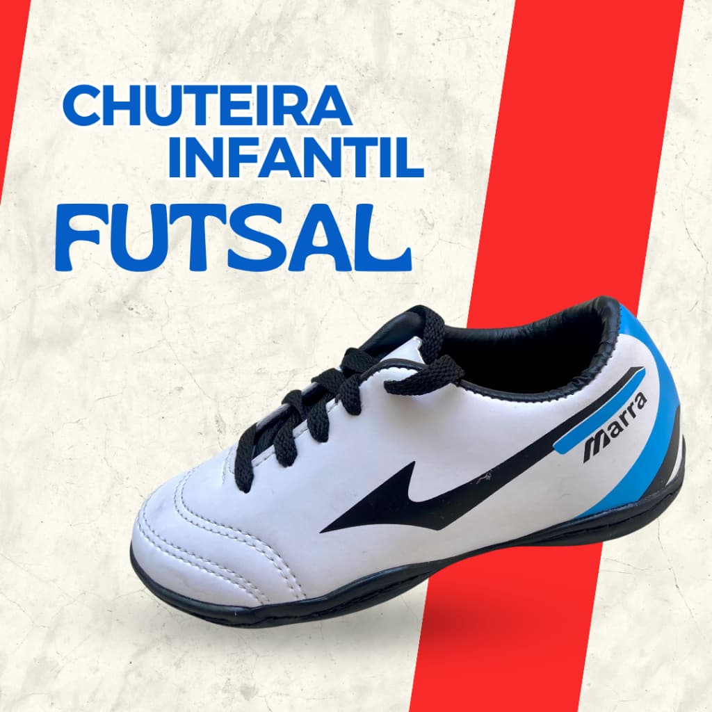 Tênis Chuteira INFANTIL FUTSAL – Super Reforçada Costurada Confortável Quadra Criança Unissex Salão