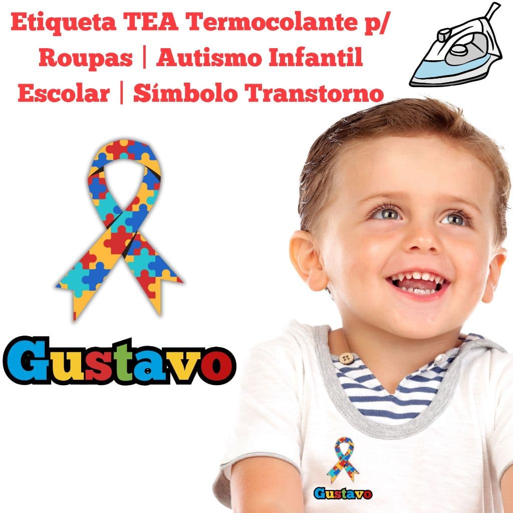 Kit Etiquetas TEA Termocolante p/ Roupas | Autismo Infantil Escolar | Símbolo Autismo