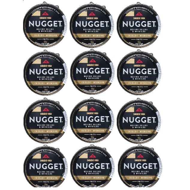 Kit c/12 de Cera de Engraxar Sapato de Couro Polidor Nugget Cera Preto 36g