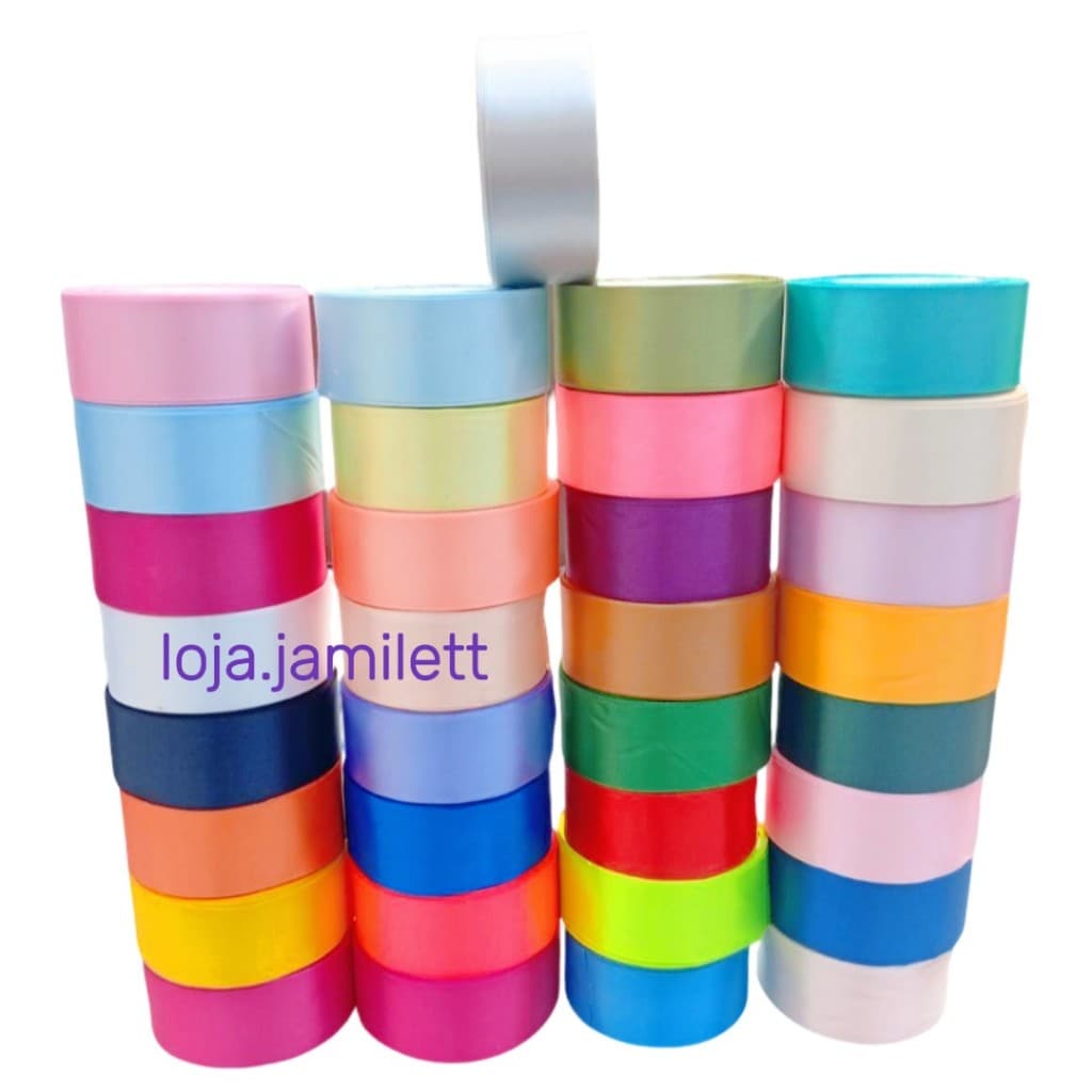 Fita de Cetim N°9 - 38mm com 23m, 45m Várias Cores Para Laços, Embalagens e Artesanato