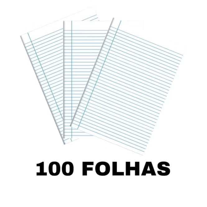 Papel Folha de Almaço com Pauta e Margem 100 Folhas