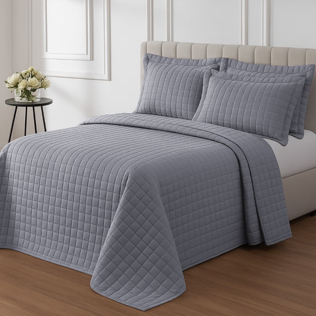 Kit Cobre Leito Percal 400 Fios Com Porta Travesseiro Colcha Solteiro Casal Queen King