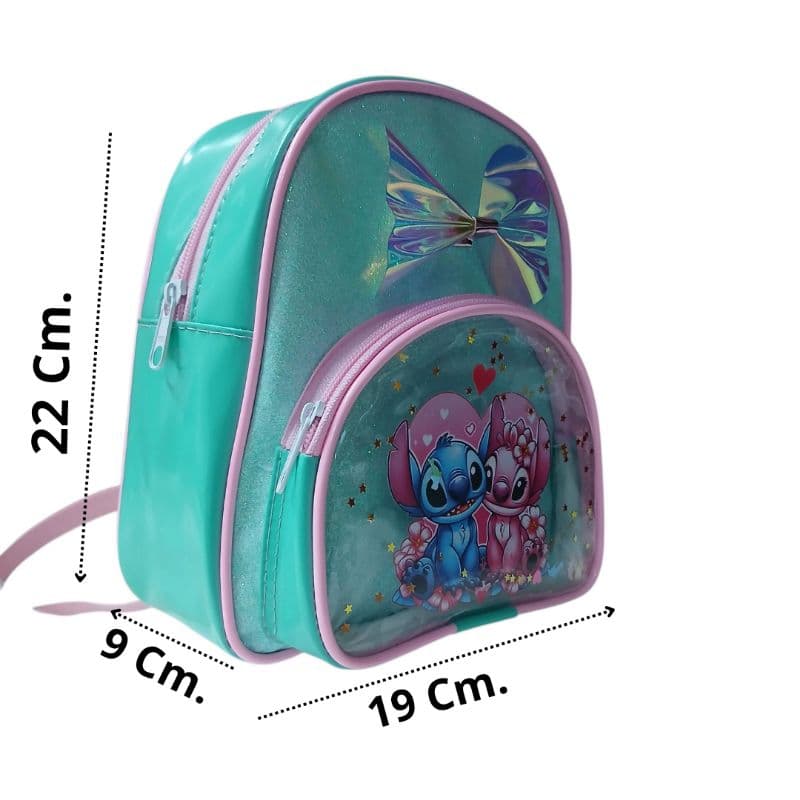 Mochila Infantil Stitch Menina con Bolso na frente Ideal para escola con Alça regulável