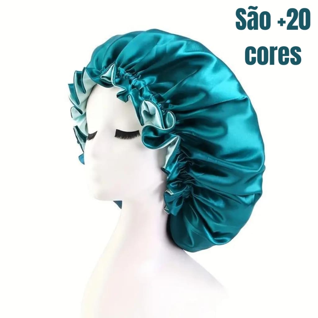 Touca de Cetim Dupla Face Com Regulador Ajustável Anti Frizz