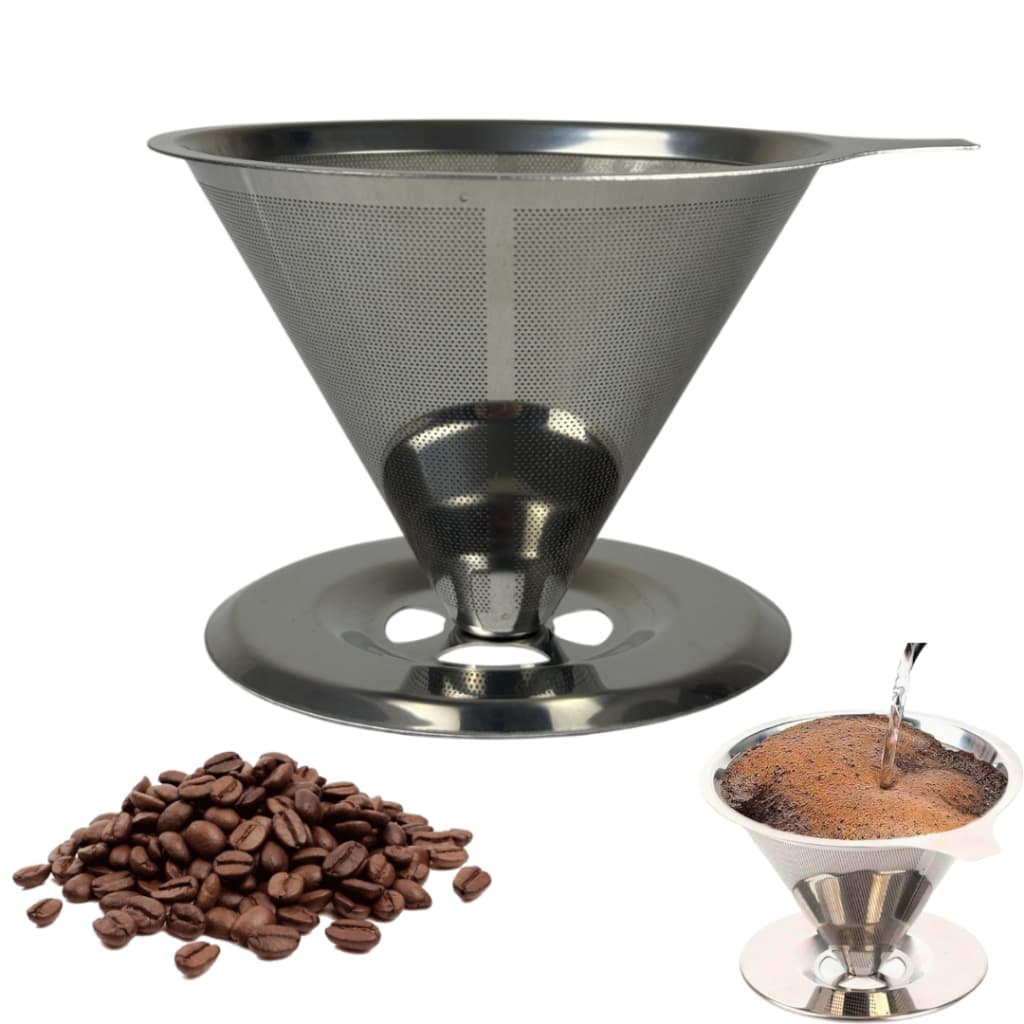 Filtro Café Coador Inox GRANDE Reutilizável Grande Sem Papel