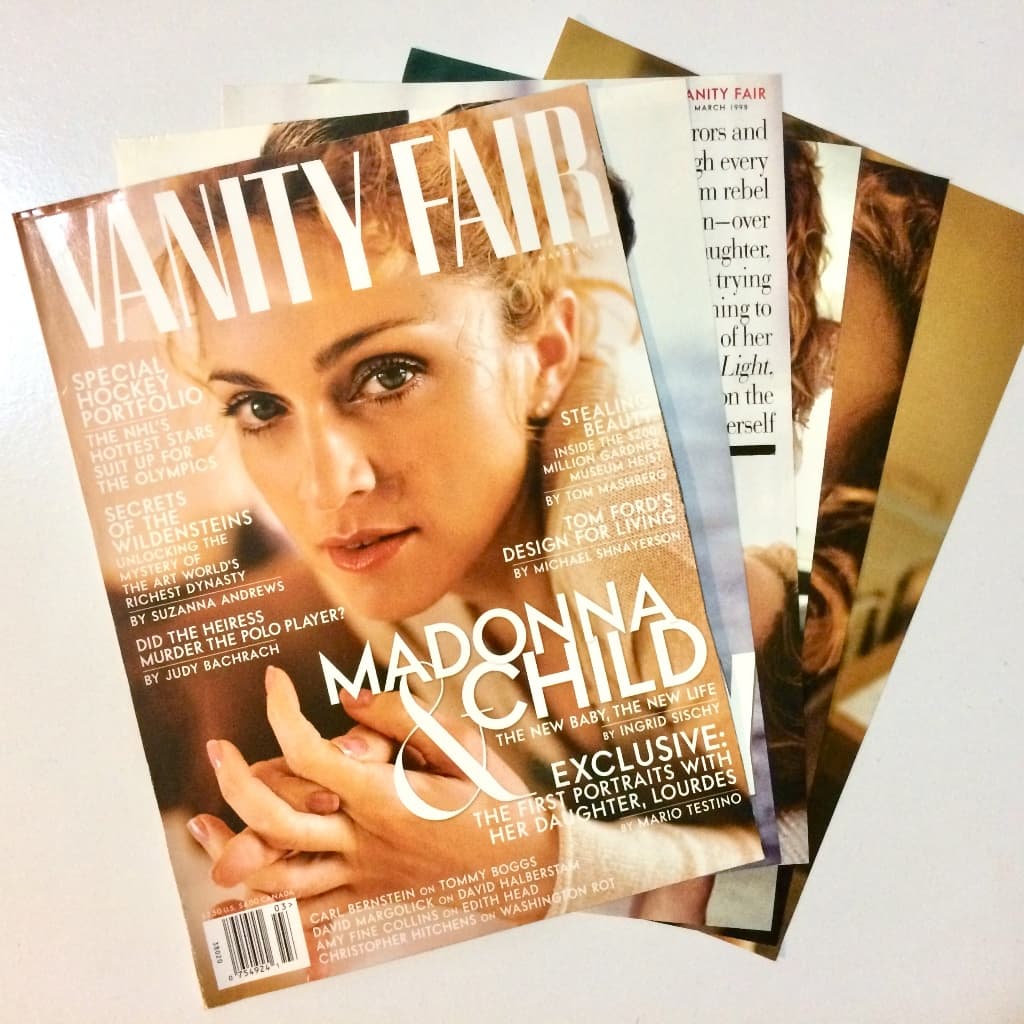 MADONNA VANITY FAIR MARCH 1998 MADONNA E LOLA BABY CAPA E REPORTAGEM PAGS SOLTAS
