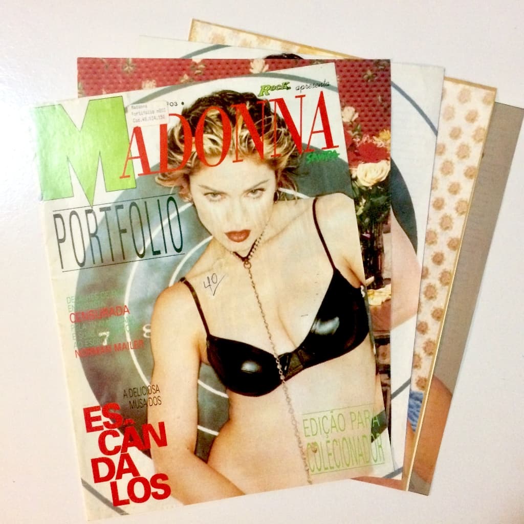 MADONNA REVISTA PORTIFÓLIO CAPA MAIS 4 PAGINAS MINI POSTERS CLIPPINGS PAGINAS SOLTAS