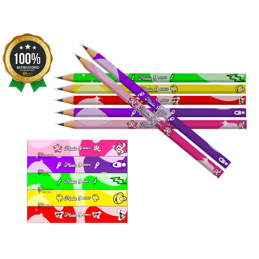 Emilly Vick Lembrancinhas Lápis Personalizado Festa grupo rosa. Aniversário.