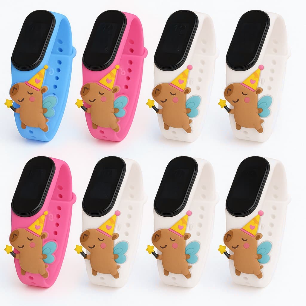 Kit 10 Relógios LED Capivara Infantil Digital Resistente à Água | Menino e Menina festa