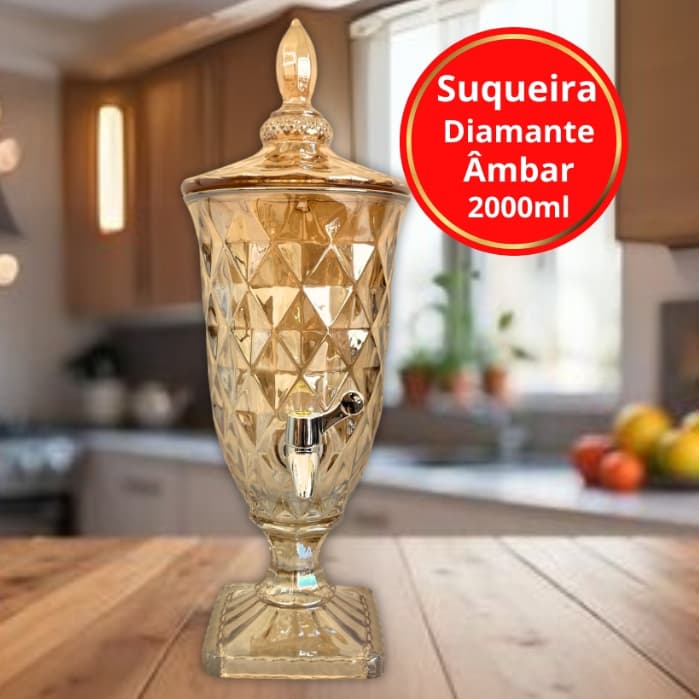 Suqueira De Vidro Premium 2 Litros Designer Sofisticado Diamante Com Opções De Cores