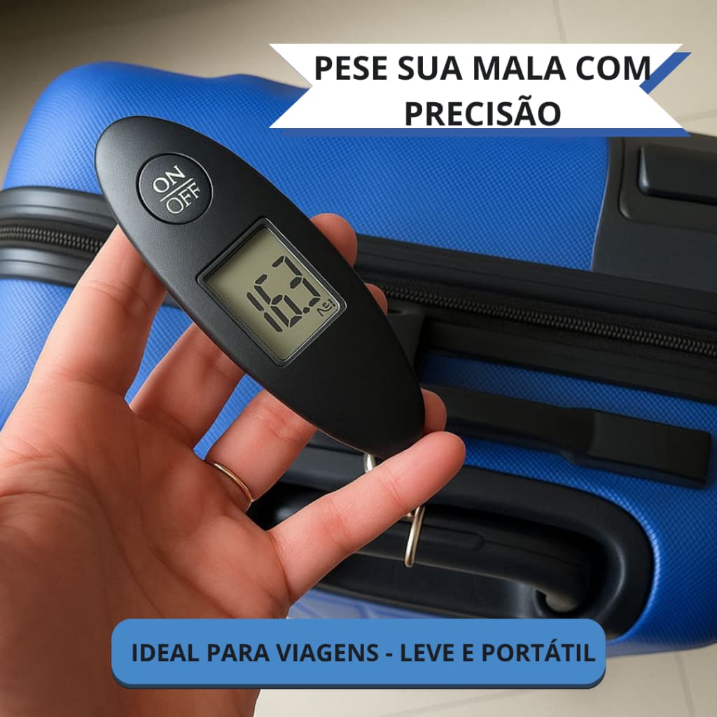 Balança De Mão Digital  40KG com Pilhas Para Bagagem Bolsa e Pesca Portátil Mala