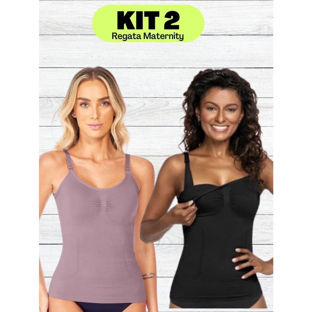 Kit 2 Camisetas Femininas Regata Amamentação Com Alças Ajustáveis Trazendo Melhor Ajuste Ao Corpo