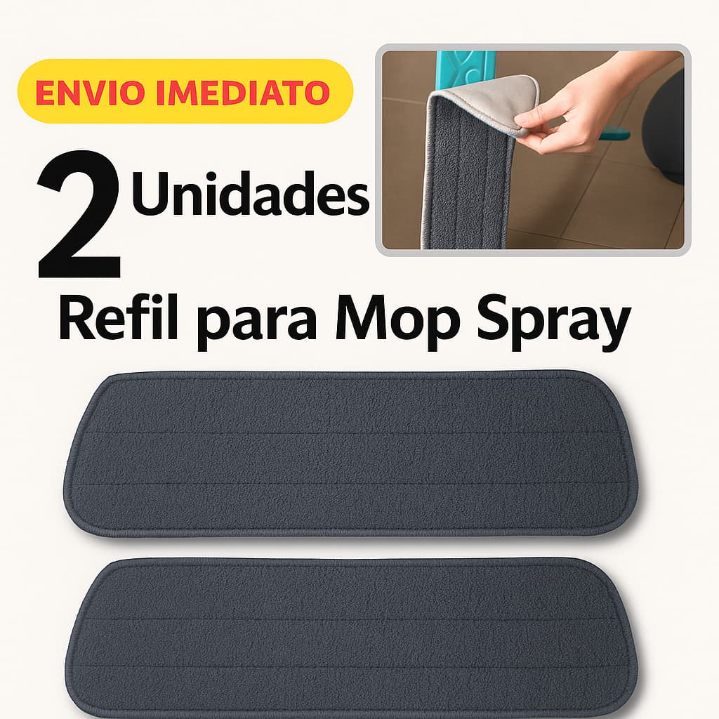 Refil Mop Spray Universal Almofada Microfibra Lavável Esfregão Rodo Vassoura limpeza Kit 2 Peças