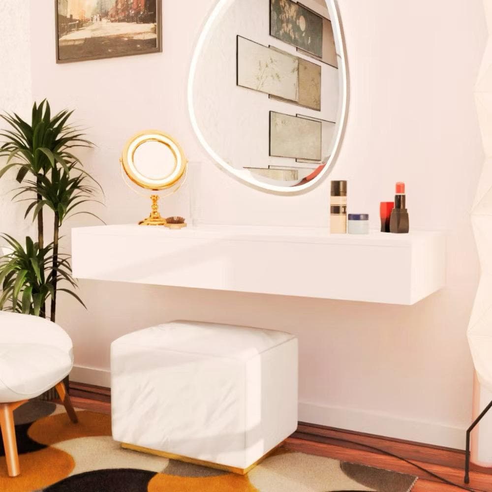 Penteadeira Com Gaveta 100CM Console Camarim Com Corrediças Telescópicas para quarto mordeno