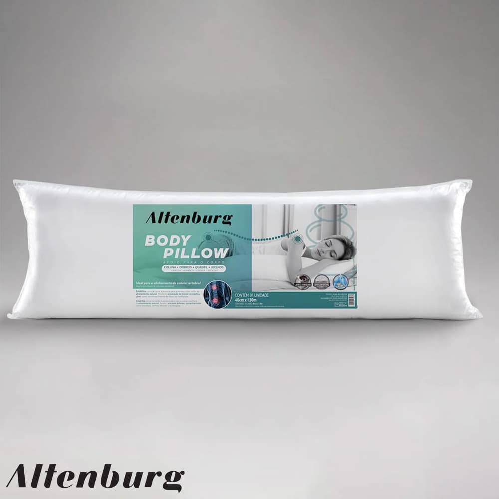 Travesseiro de Corpo Body Pillow Microfibra Altenburg Branco - 40cm x 1,30m