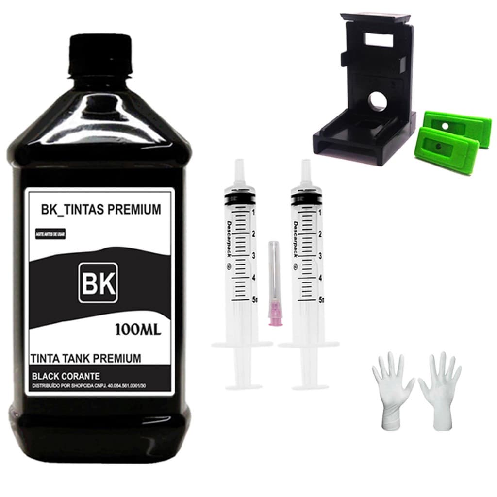 100ml Tinta Hp Compatível Recarga Cartucho 667 664 122 662 60 + Snap