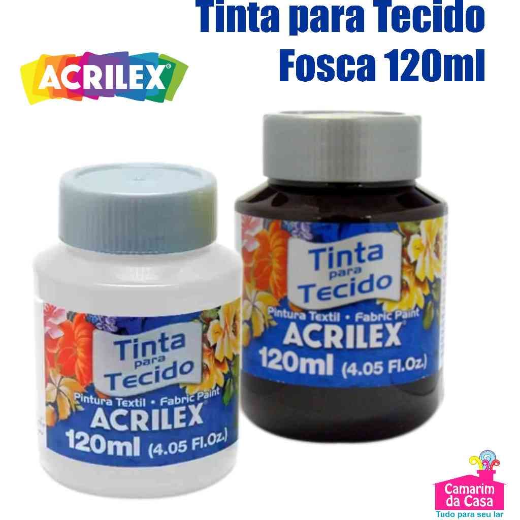 Tinta para Tecido Fosca Tubo com 120ml Marca Acrilex Cor Branco ou Preto