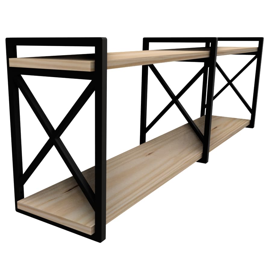 Prateleira Estilo Industrial 115 X 15/20/25/30cm com Madeira Maciça